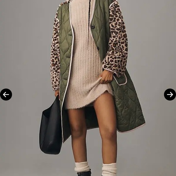 Anthropologie Jackets & Blazers - RARE!! ANTHROPOLOGIE Olive Green and Leopard Print liner coat